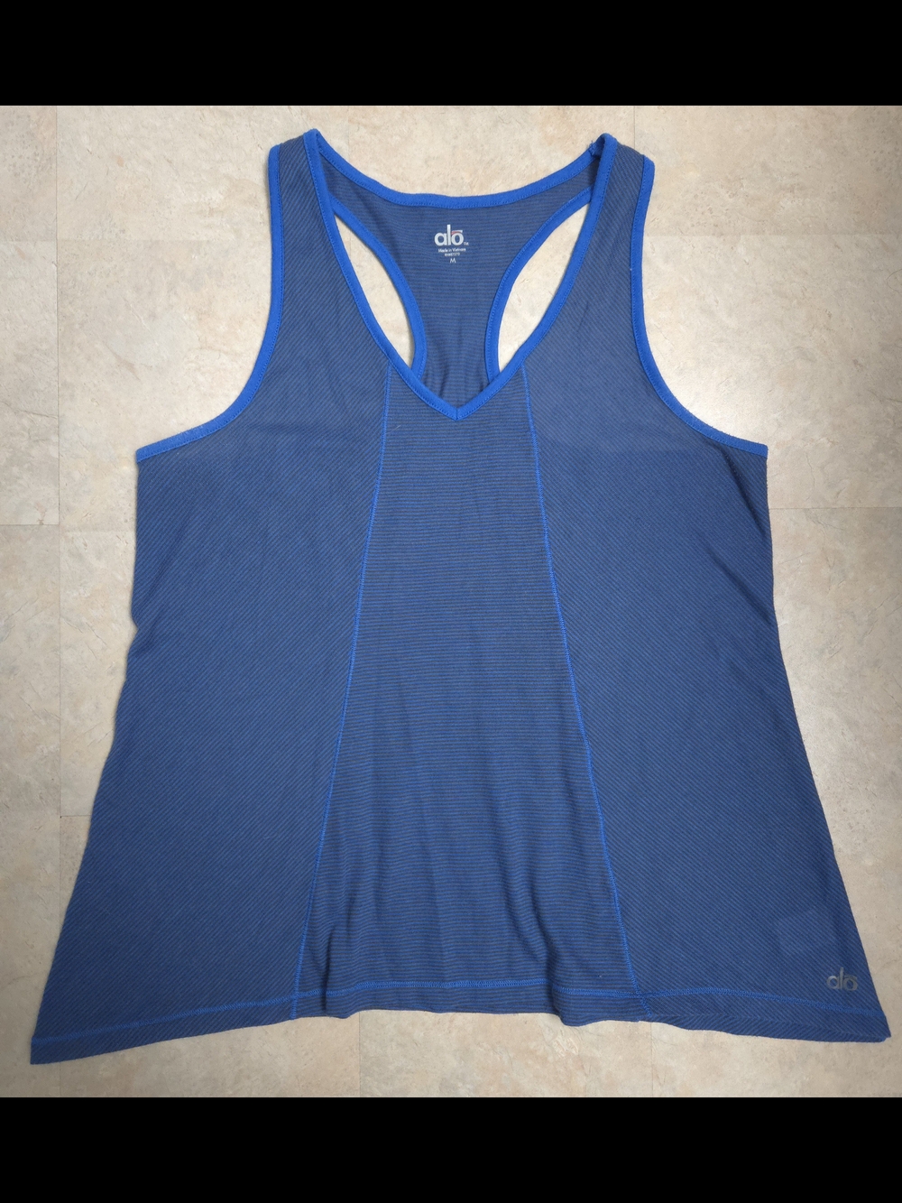 ALO Yoga Vintage Women’s Blue Racerback Tank Top Size M